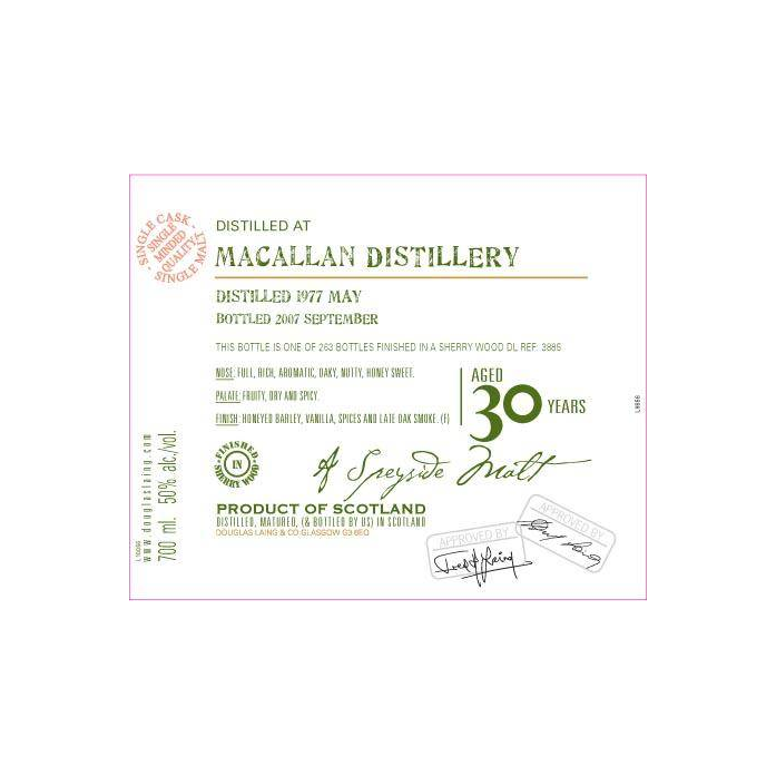 The Macallan Old Malt Cask 1977 30 Years Single Malt Whisky