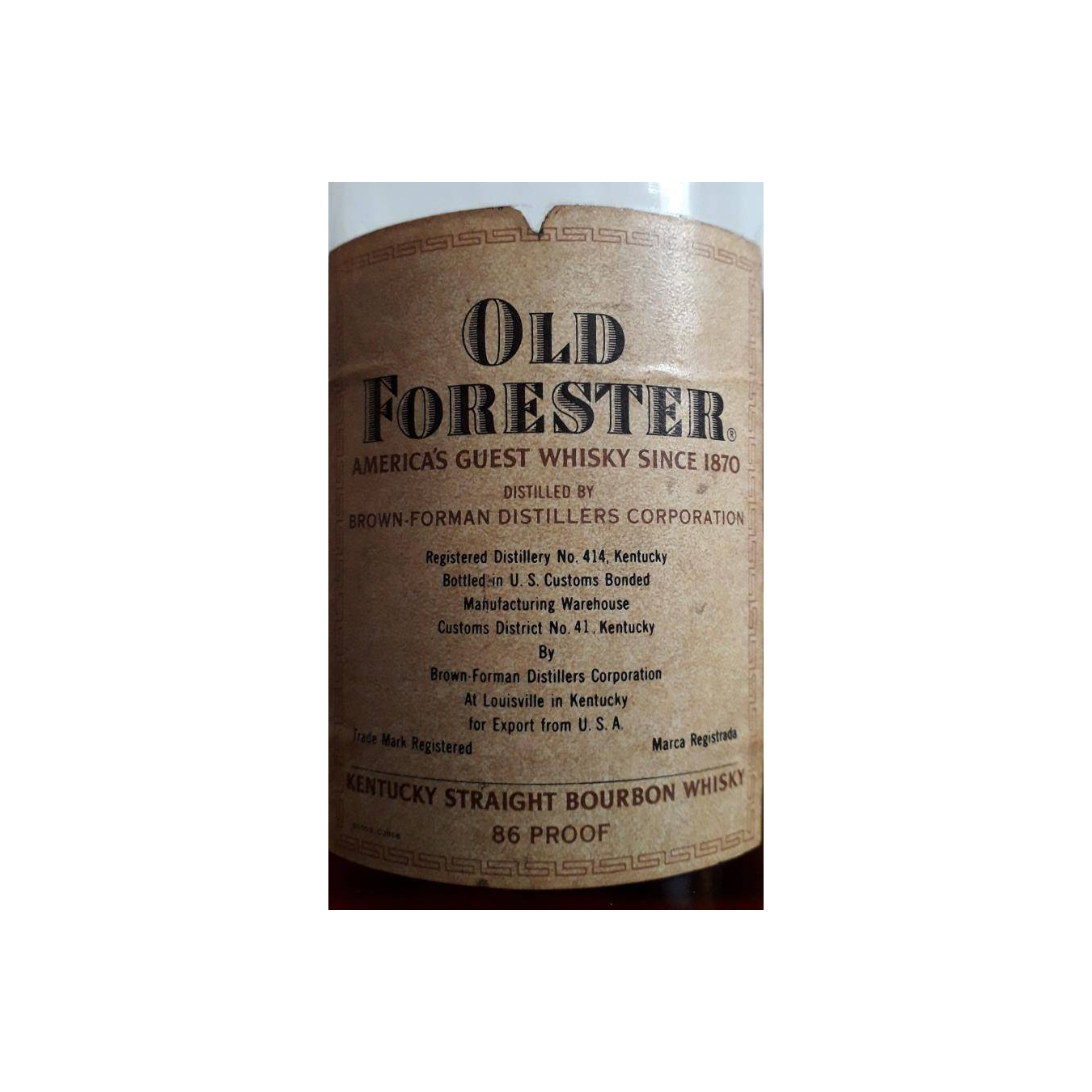 Old Forester Kentucky Straight Bourbon Whisky