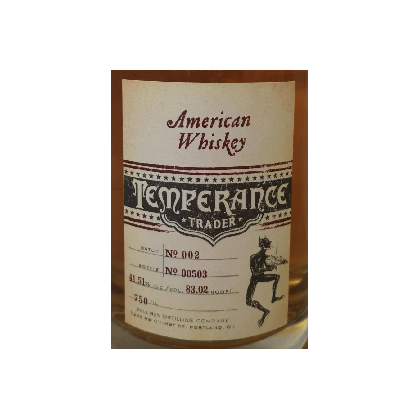 Temperance Trader American Whiskey
