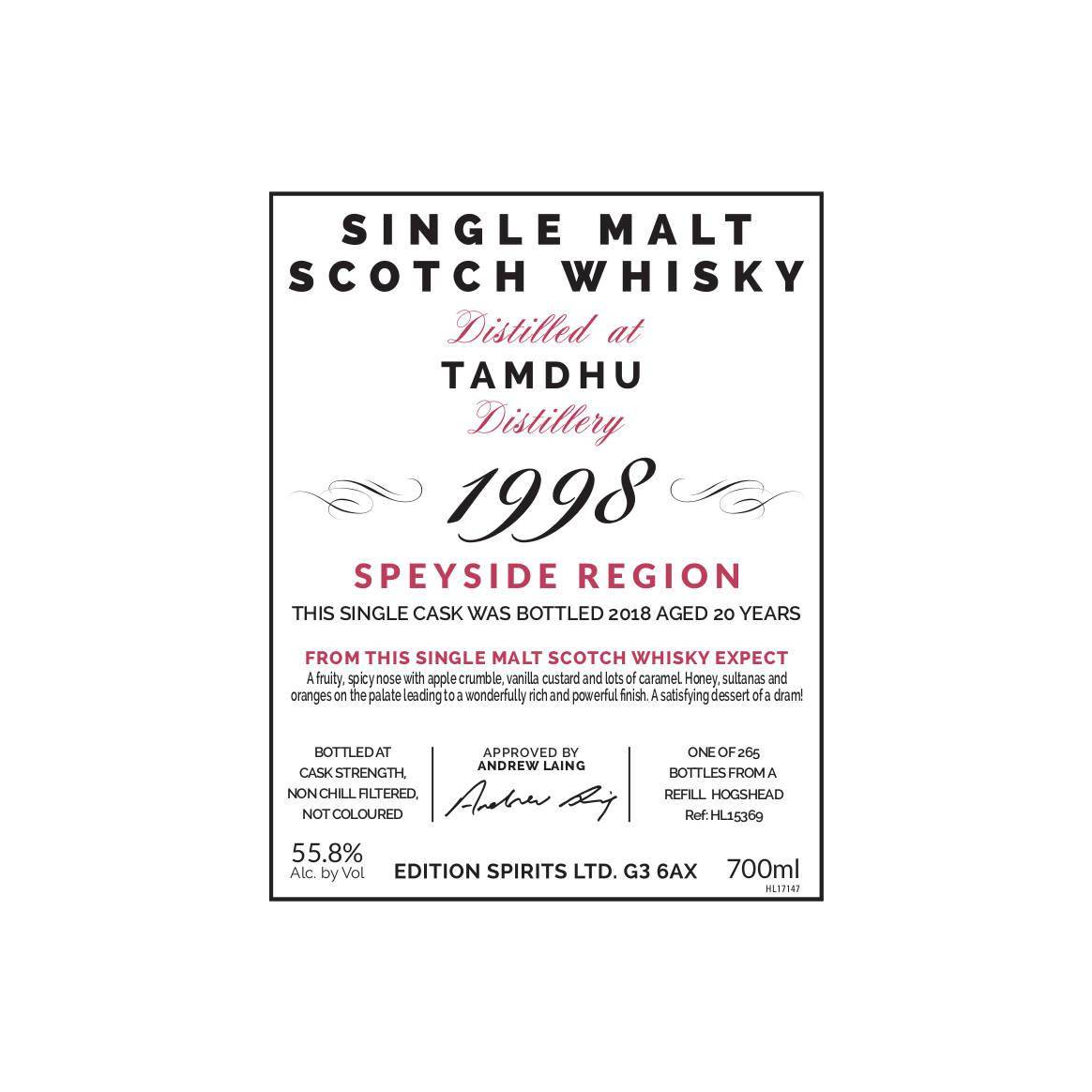 Tamdhu The First Editions 1998 20 Years Single Malt Whisky 2
