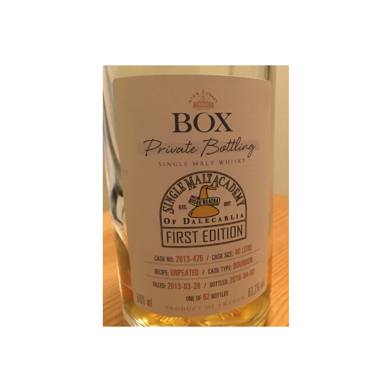 High Coast Private Bottling 2013 5 Years Single Malt Whisky