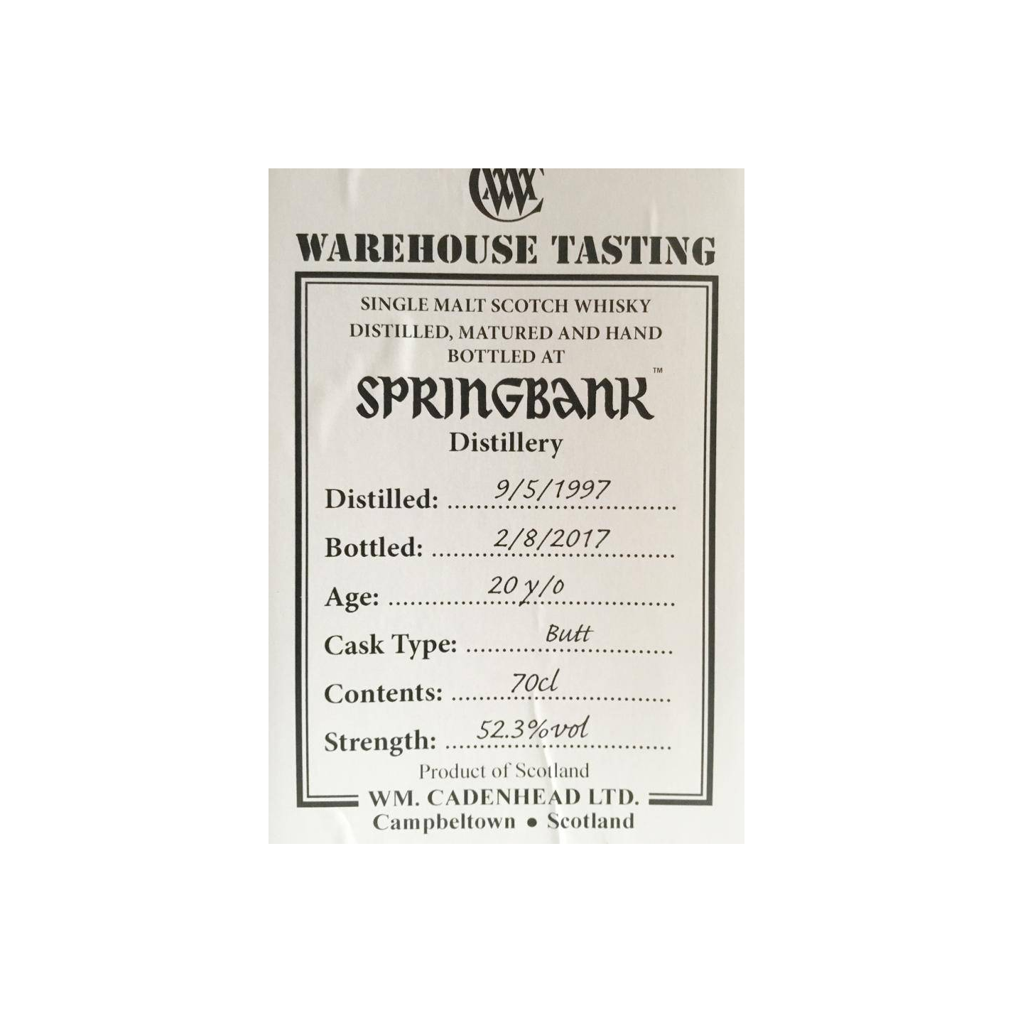 Springbank 1997 20 Years Single Malt Whisky 2