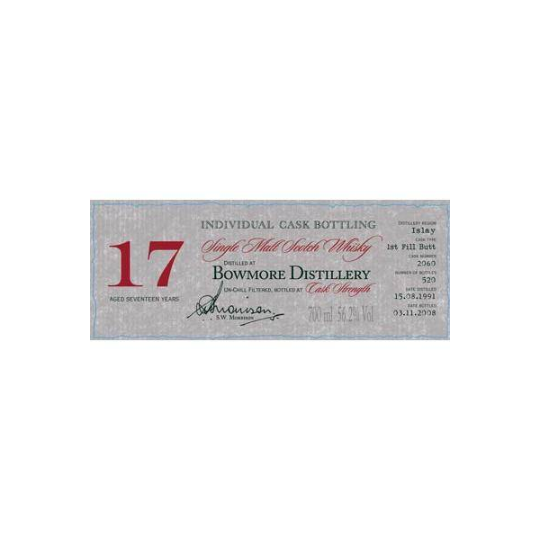 Bowmore Individual Cask Bottling 1991 17 Years Single Malt Whisky 2