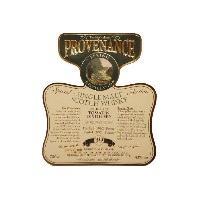 Tomatin McGibbon's Provenance 1962 39 Years Single Malt Whisky