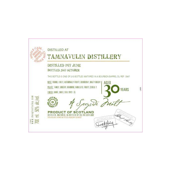 Tamnavulin Old Malt Cask 1977 30 Years Single Malt Whisky 2