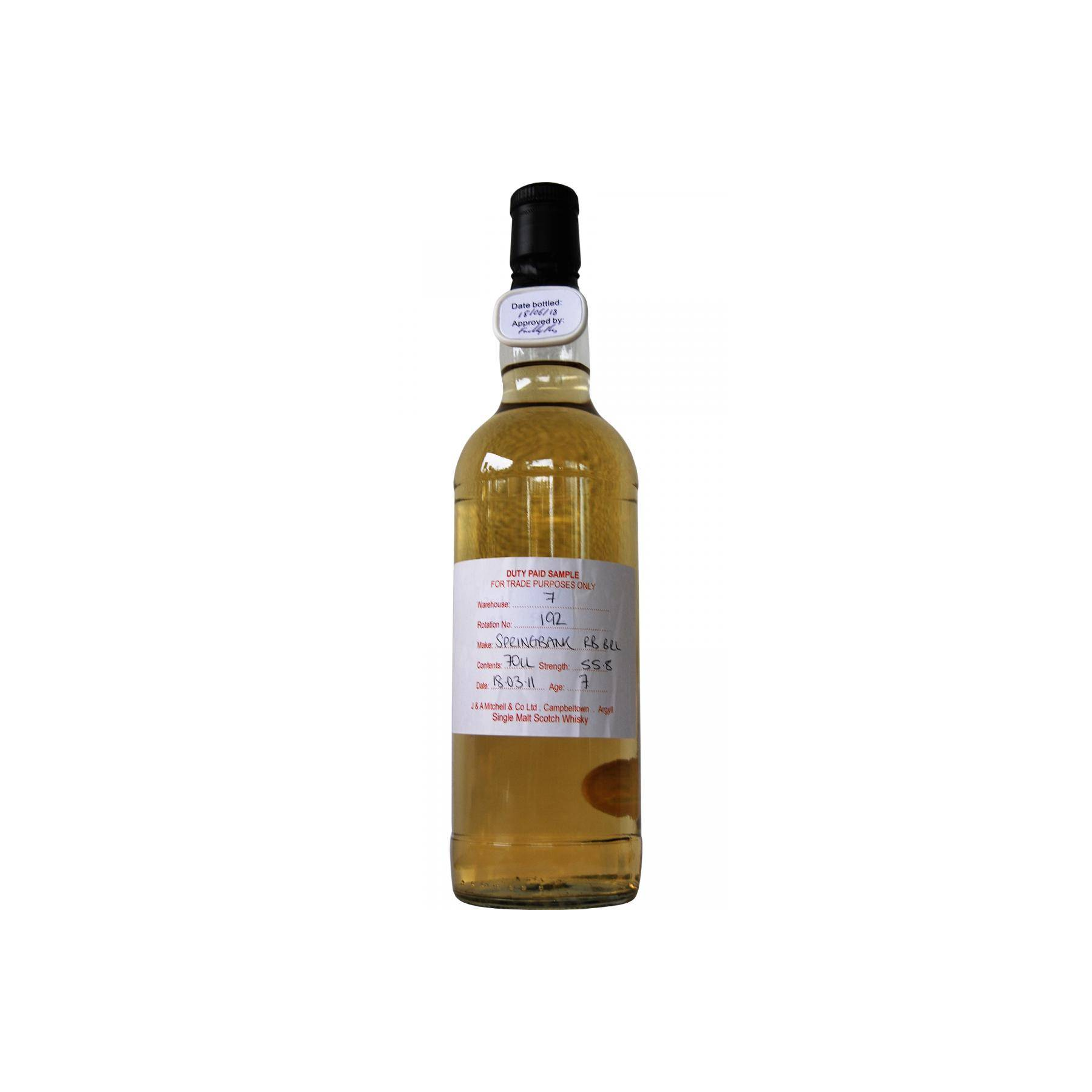 Springbank Duty Paid Sample - For Trade Purposes Only 2011 7 Years Single Malt Whisky