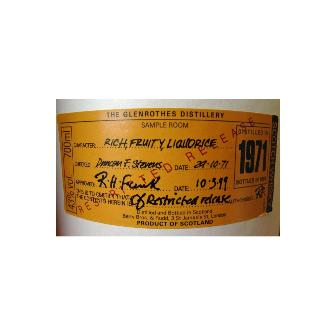 The Glenrothes 1971 28 Years Single Malt Whisky 2
