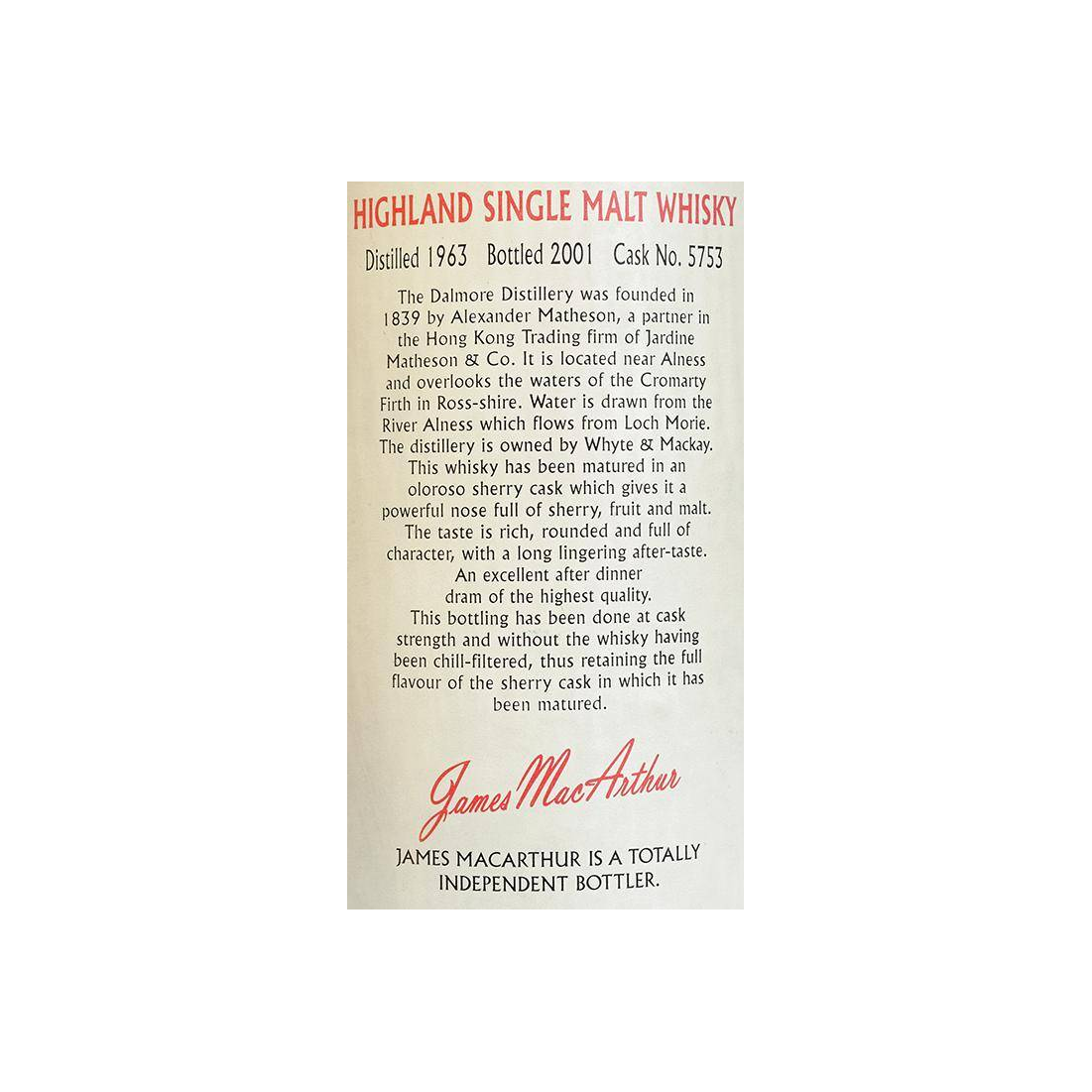 The Dalmore 1963 38 Years Single Malt Whisky 3