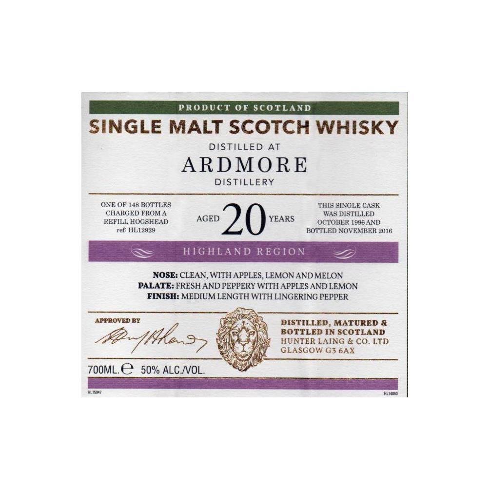 Ardmore Old Malt Cask 1996 20 Years Single Malt Whisky 2