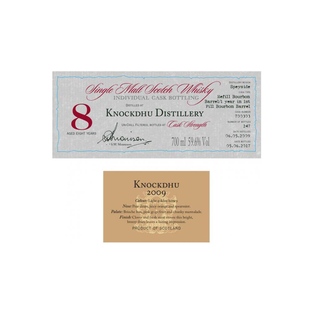 The Knockdhu Individual Cask Bottling 2009 8 Years Single Malt Whisky 2
