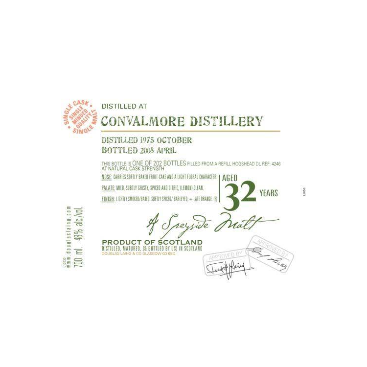 Convalmore Old Malt Cask 1975 32 Years Single Malt Whisky