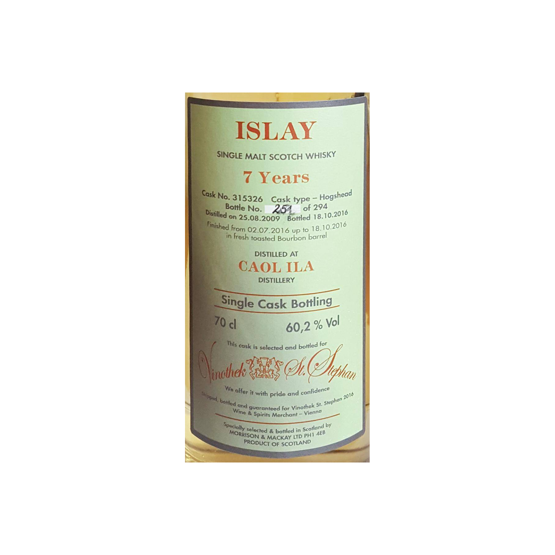 Caol Ila Single Cask 2009 7 Years Single Malt Whisky 2