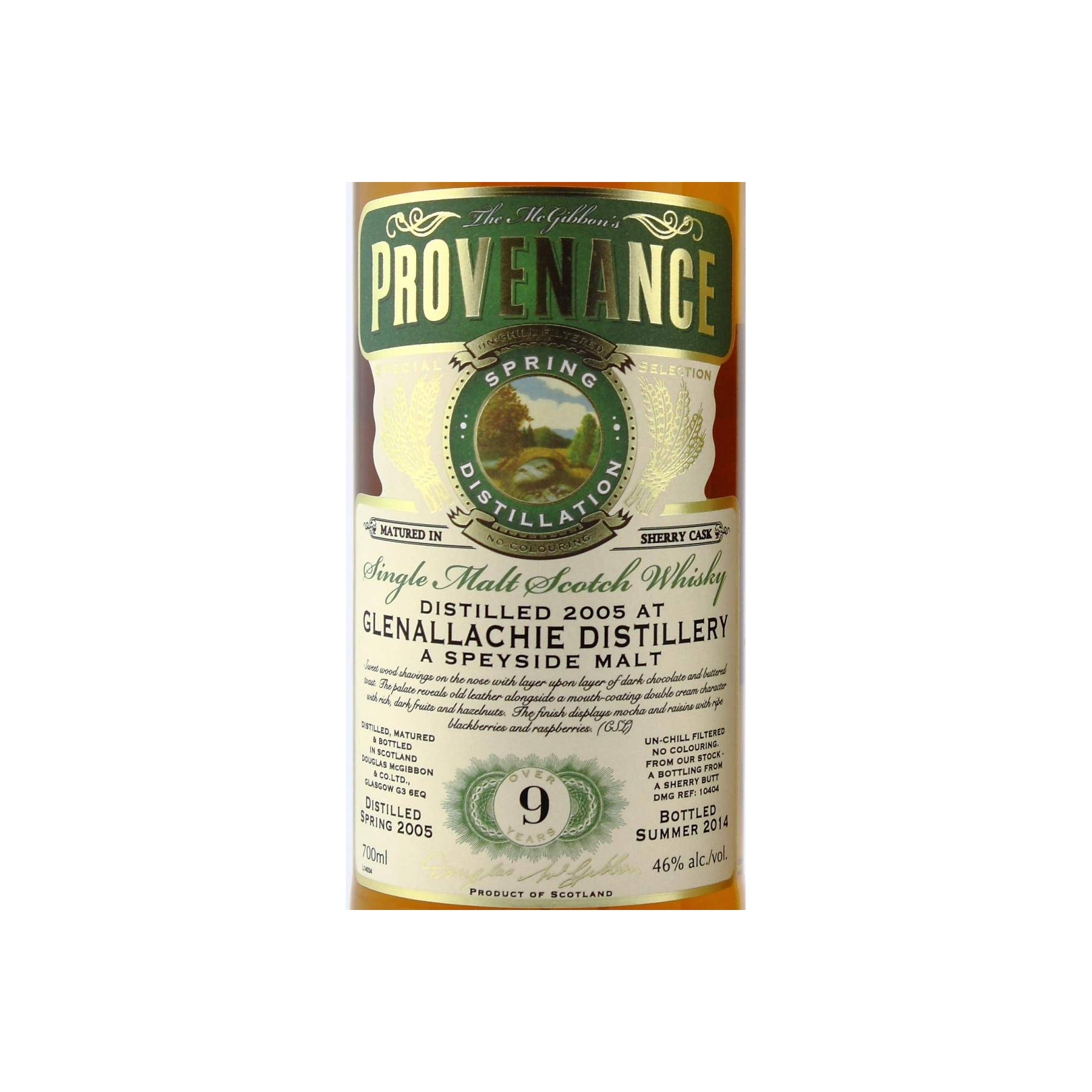 The GlenAllachie McGibbon's Provenance 2005 9 Years Single Malt Whisky