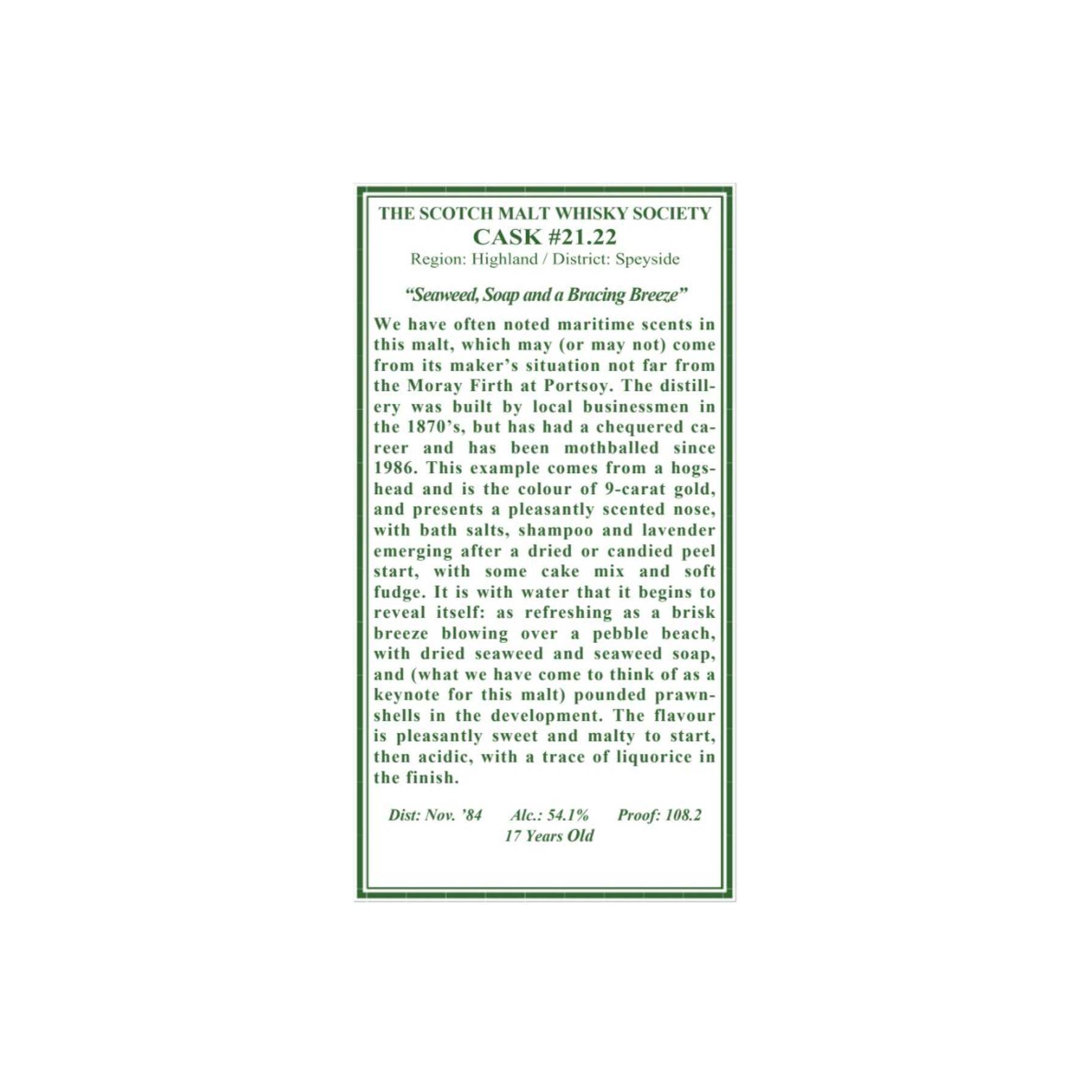 The Scotch Malt Whisky Society 1984 17 Years Single Malt Whisky