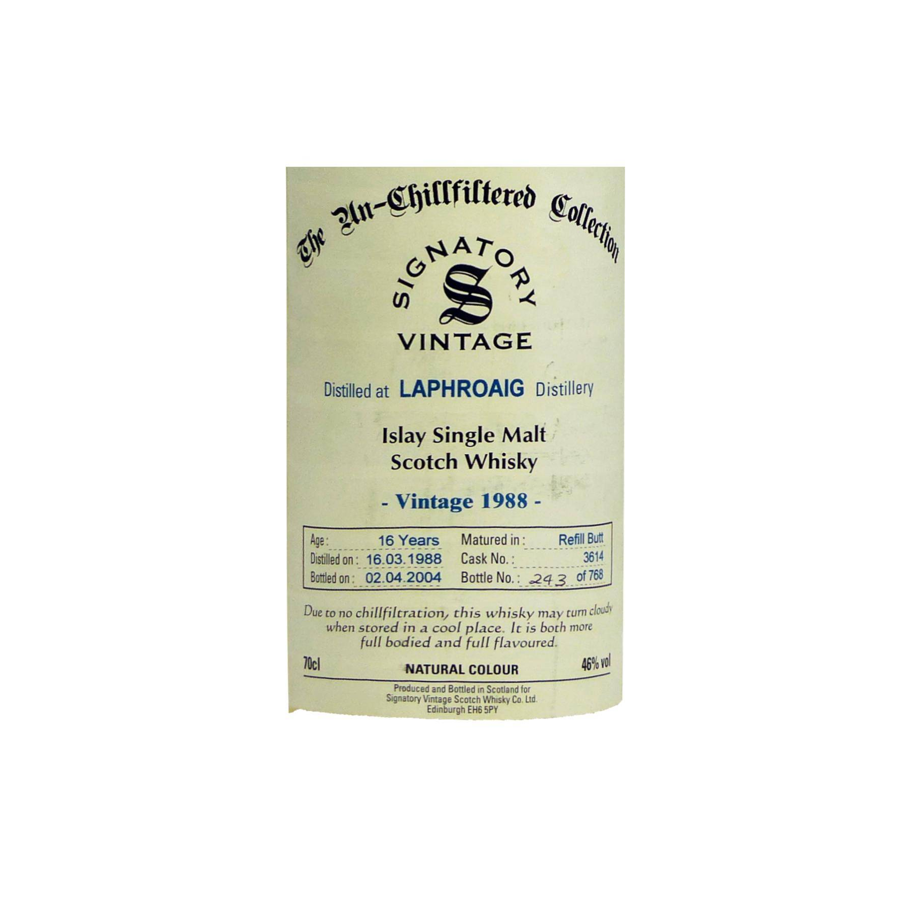 Laphroaig The Un-Chillfiltered Collection 1988 16 Years Single Malt Whisky 2