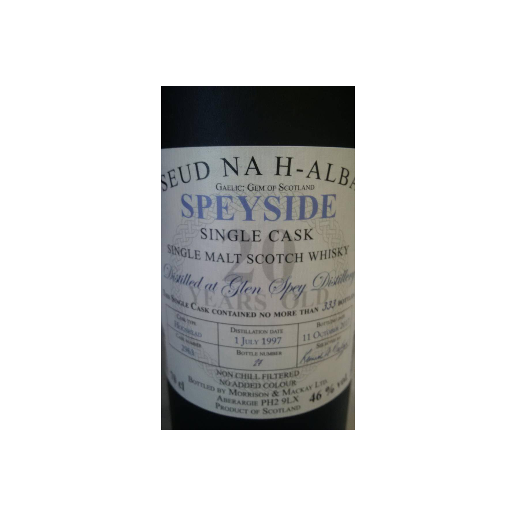 Glen Spey 1997 20 Years Single Malt Whisky