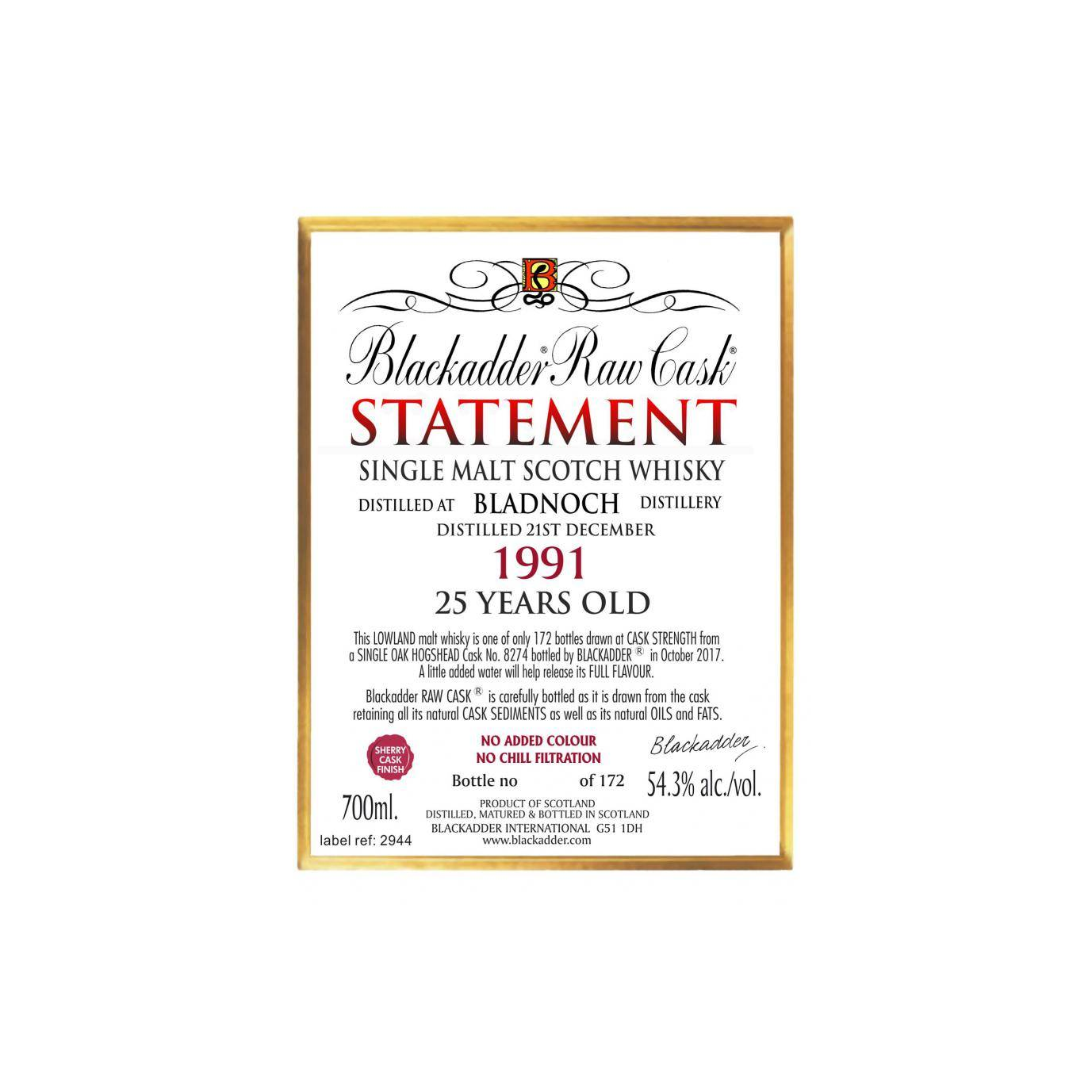 Bladnoch 1991 25 Years Single Malt Whisky