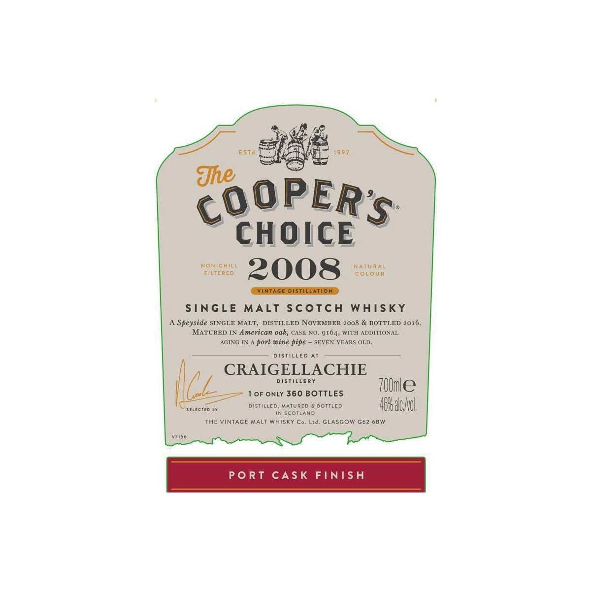 Craigellachie The Cooper's Choice 2008 7 Years Single Malt Whisky 2