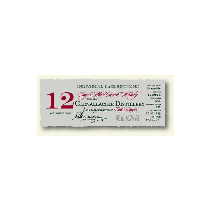 The GlenAllachie Individual Cask Bottling 1995 12 Years Single Malt Whisky