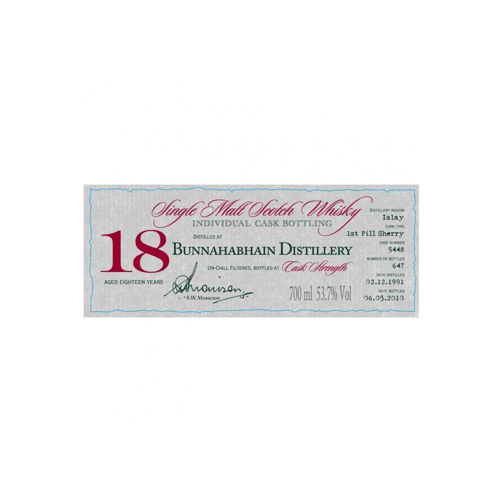 Bunnahabhain Individual Cask Bottling 1991 18 Years Single Malt Whisky 2