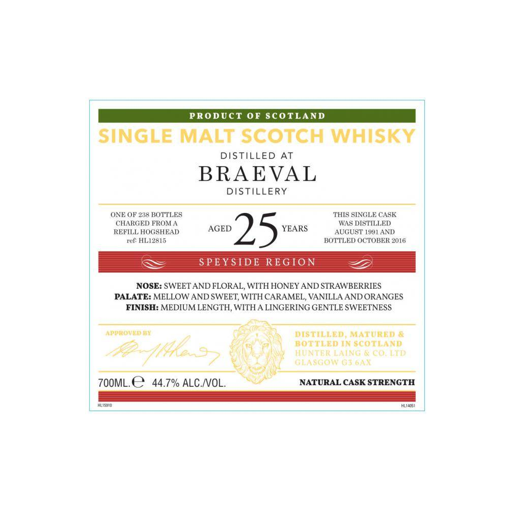 Braeval Old Malt Cask 1991 25 Years Single Malt Whisky
