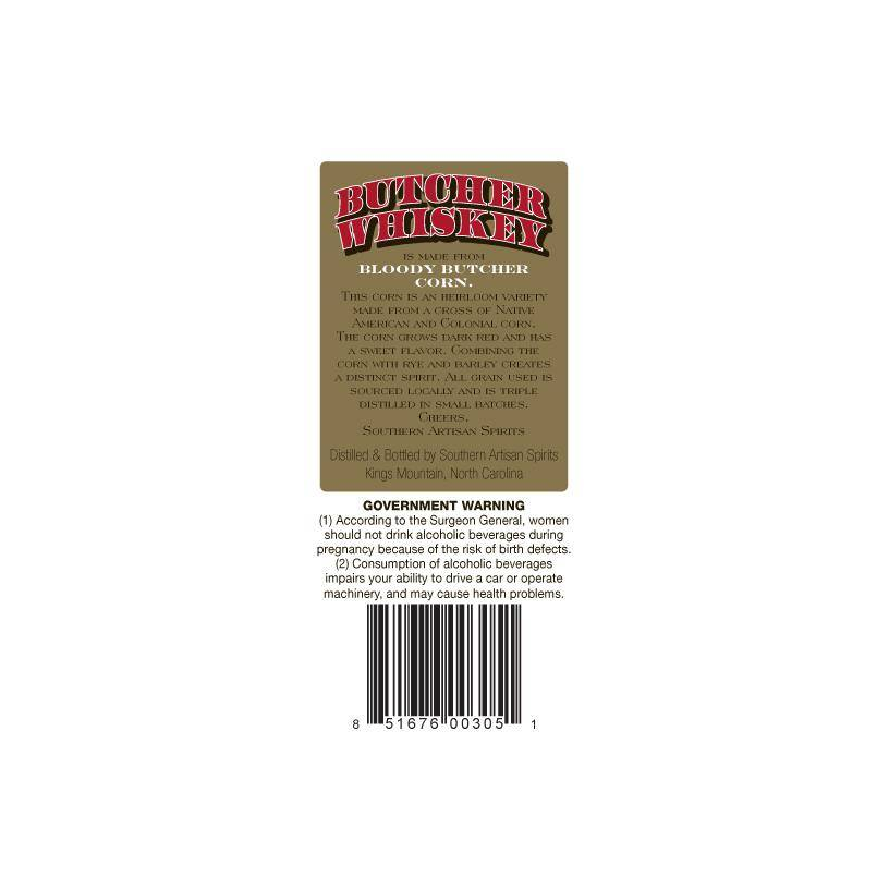 Southern Artisan Spirits Butcher Whiskey 2