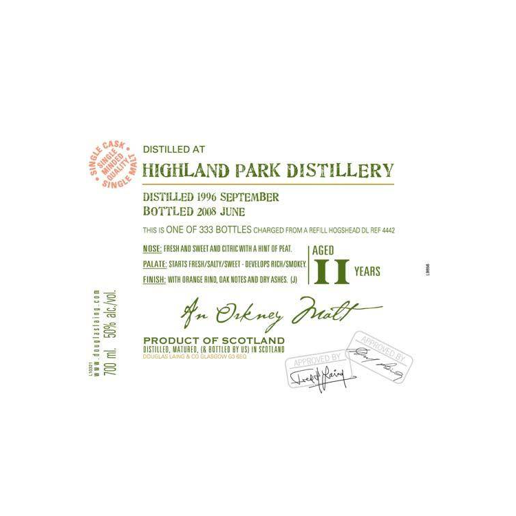 Highland Park Old Malt Cask 1996 11 Years Single Malt Whisky 2