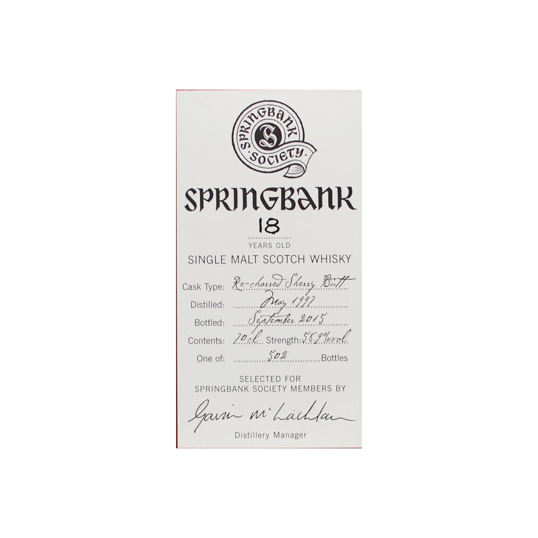 Springbank 1997 18 Years Single Malt Whisky 3