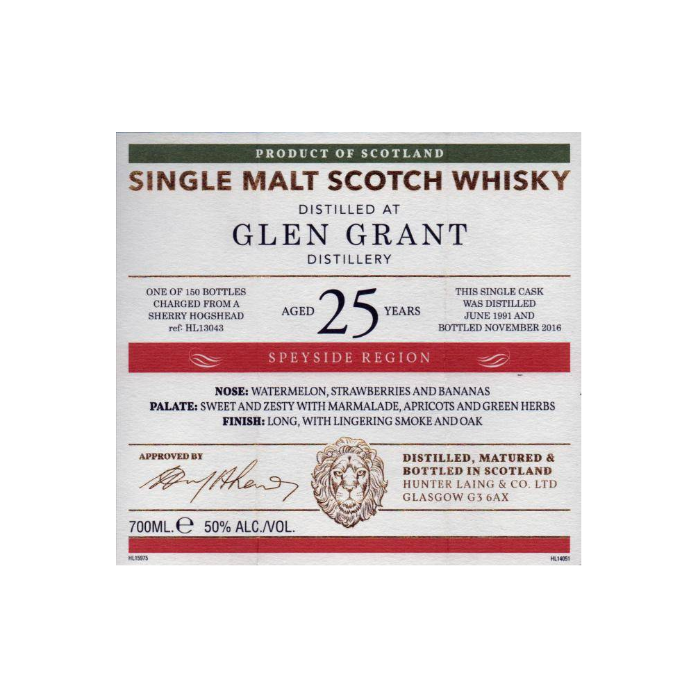 Glen Grant Old Malt Cask 1991 25 Years Single Malt Whisky 2