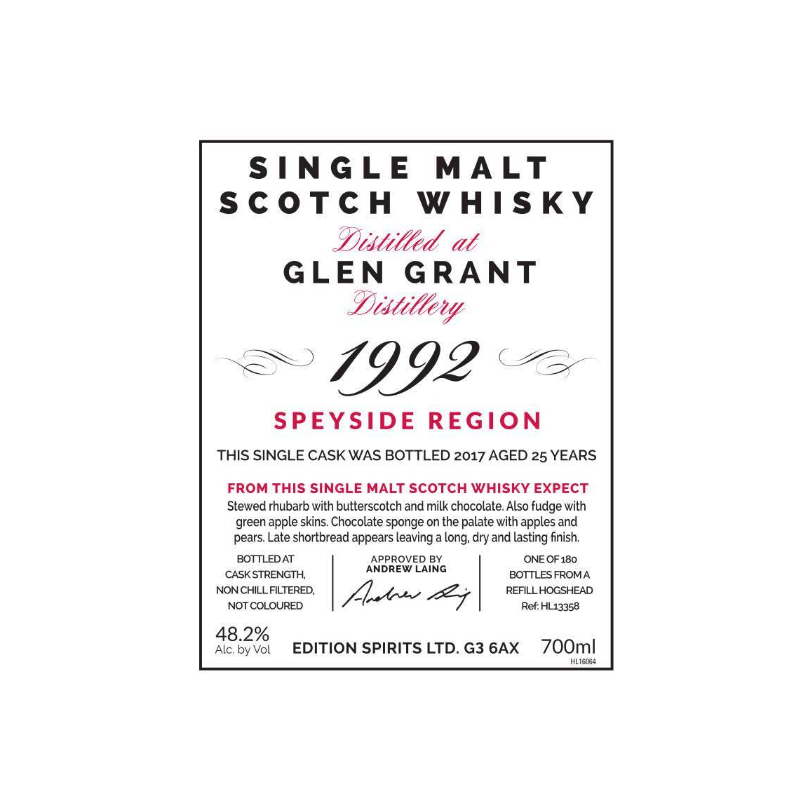 Glen Grant The First Editions 1992 25 Years Single Malt Whisky 2