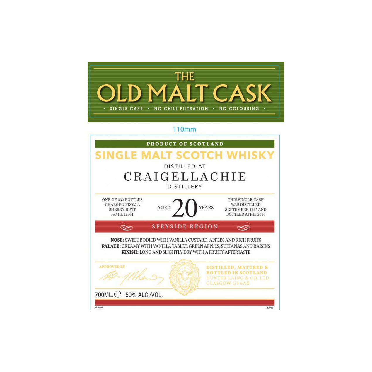 Craigellachie Old Malt Cask 1995 20 Years Single Malt Whisky 2
