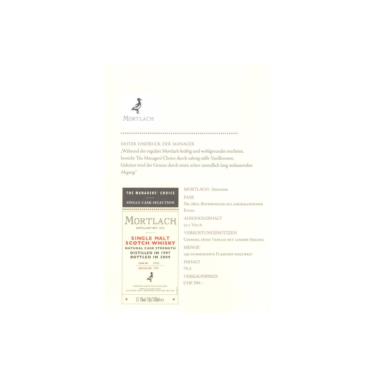 Mortlach 1997 11 Years Single Malt Whisky 2