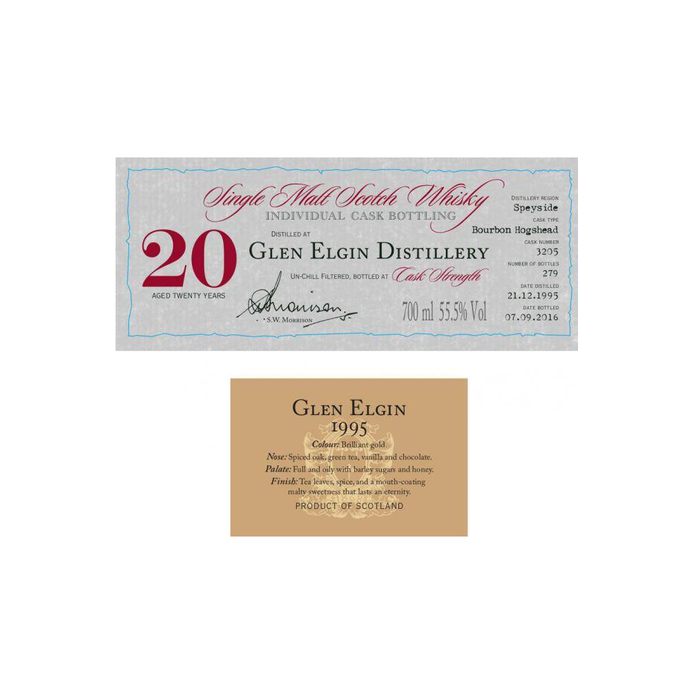 Glen Elgin Individual Cask Bottling 1995 20 Years Single Malt Whisky 2
