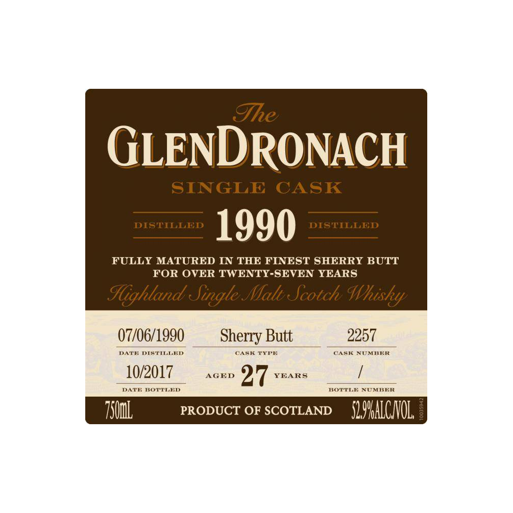 GlenDronach Single Cask 1990 27 Years Single Malt Whisky