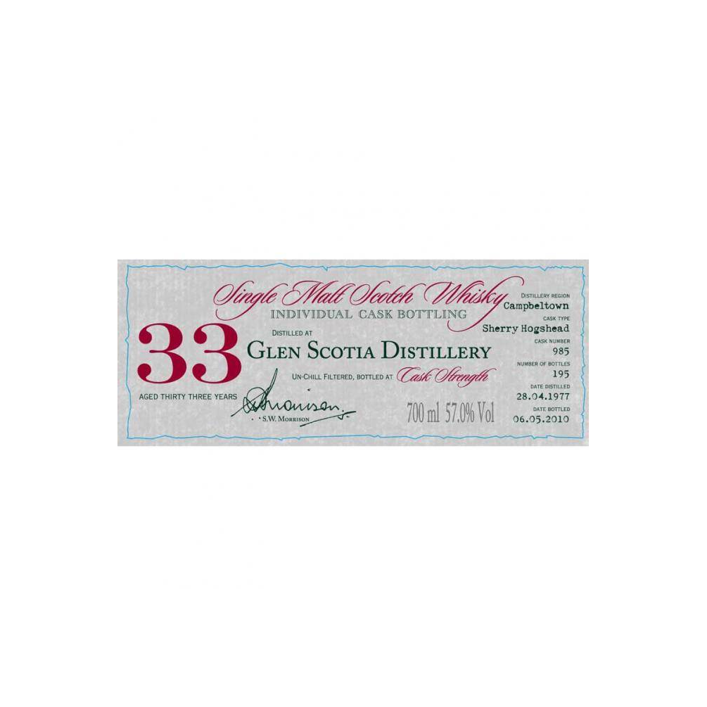 Glen Scotia Individual Cask Bottling 1977 33 Years Single Malt Whisky