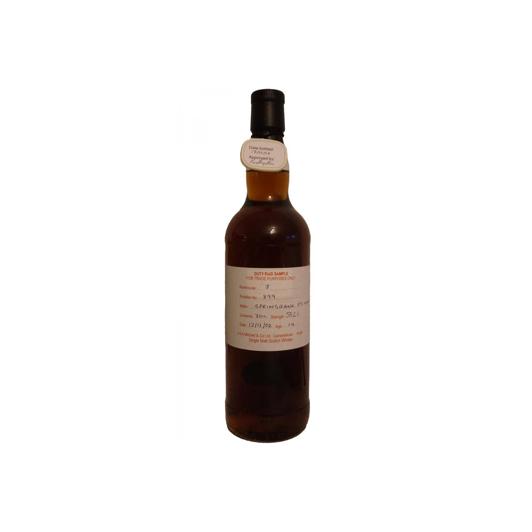 Springbank Duty Paid Sample - For Trade Purposes Only 2002 14 Years Single Malt Whisky