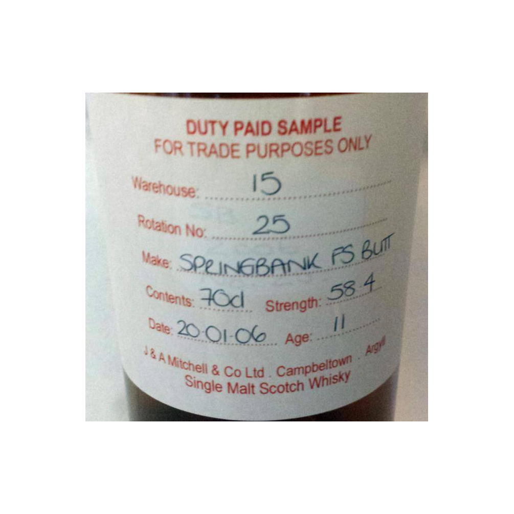 Springbank Duty Paid Sample - For Trade Purposes Only 2006 11 Years Single Malt Whisky 2