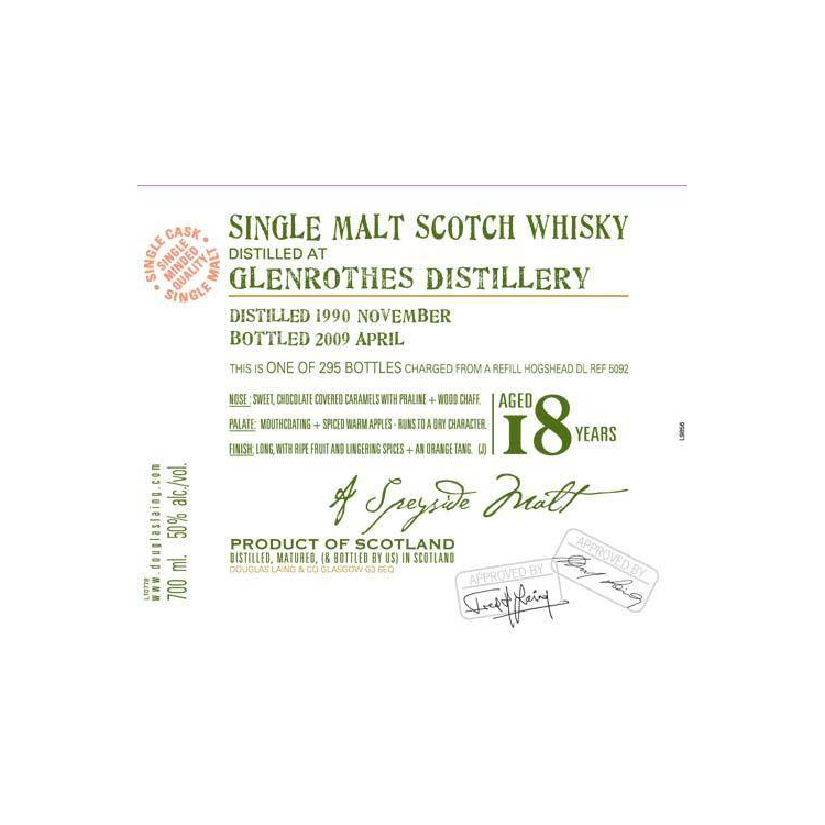 The Glenrothes Old Malt Cask 1990 18 Years Single Malt Whisky 2