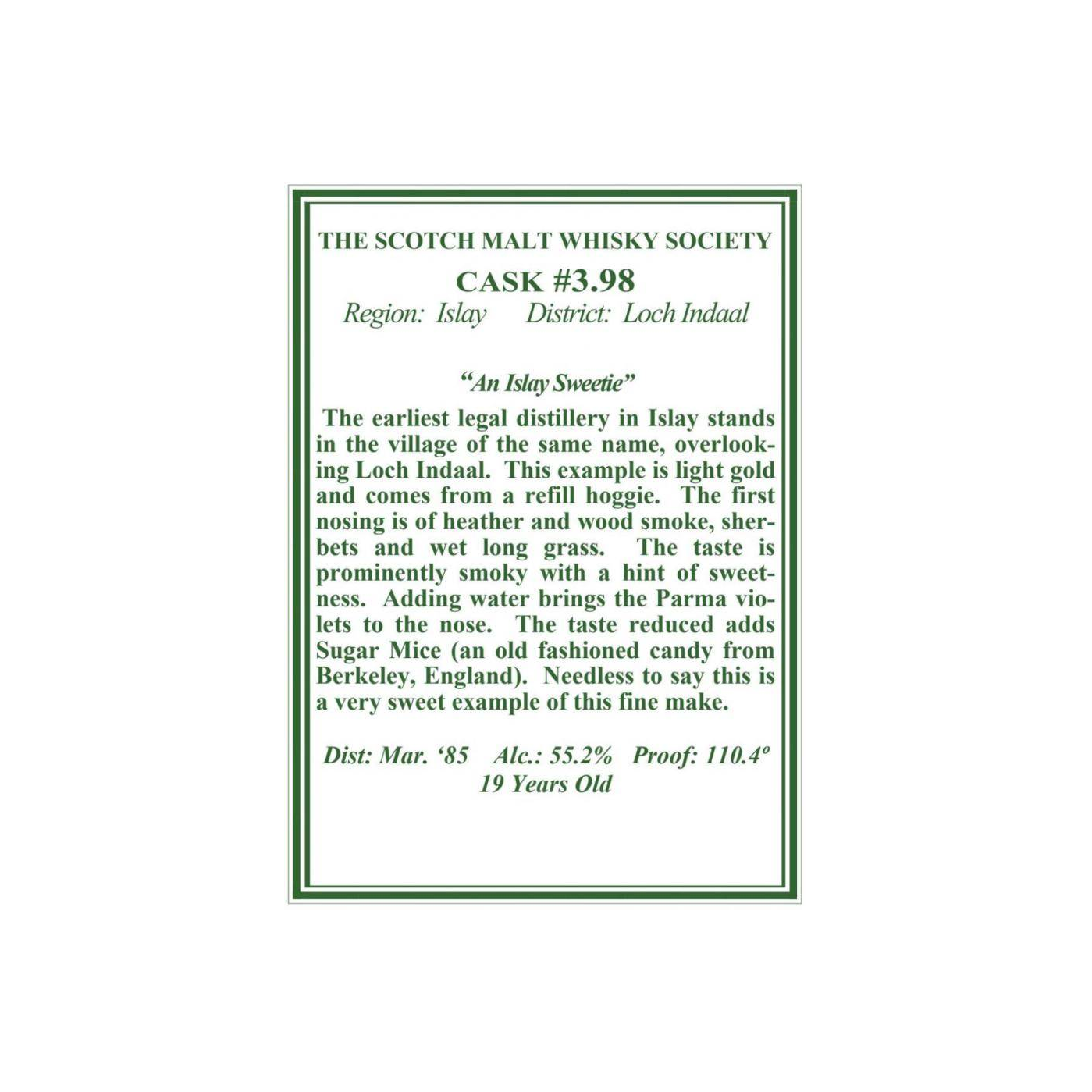 The Scotch Malt Whisky Society 1985 19 Years Single Malt Whisky