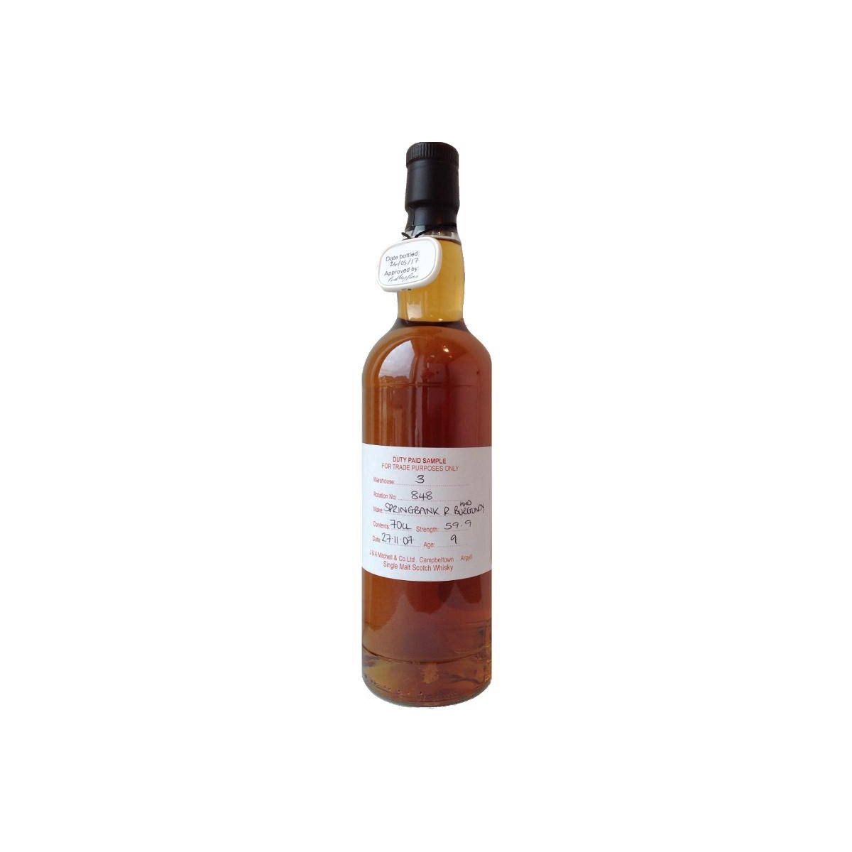 Springbank Duty Paid Sample - For Trade Purposes Only 2007 9 Years Single Malt Whisky
