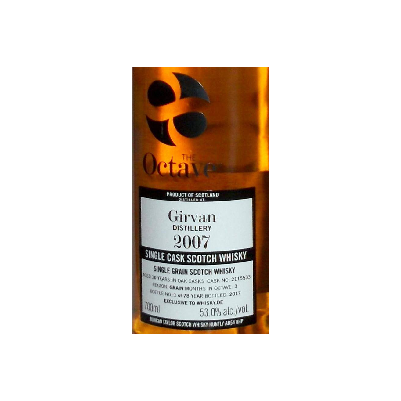 Girvan The Octave 2007 10 Years Single Grain Whisky