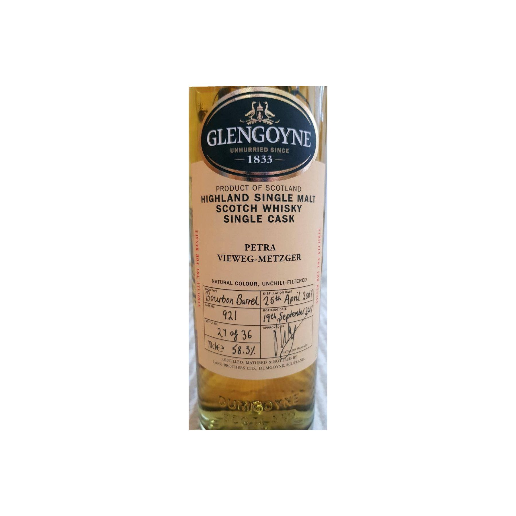 Glengoyne Single Cask 2007 10 Years Single Malt Whisky 2