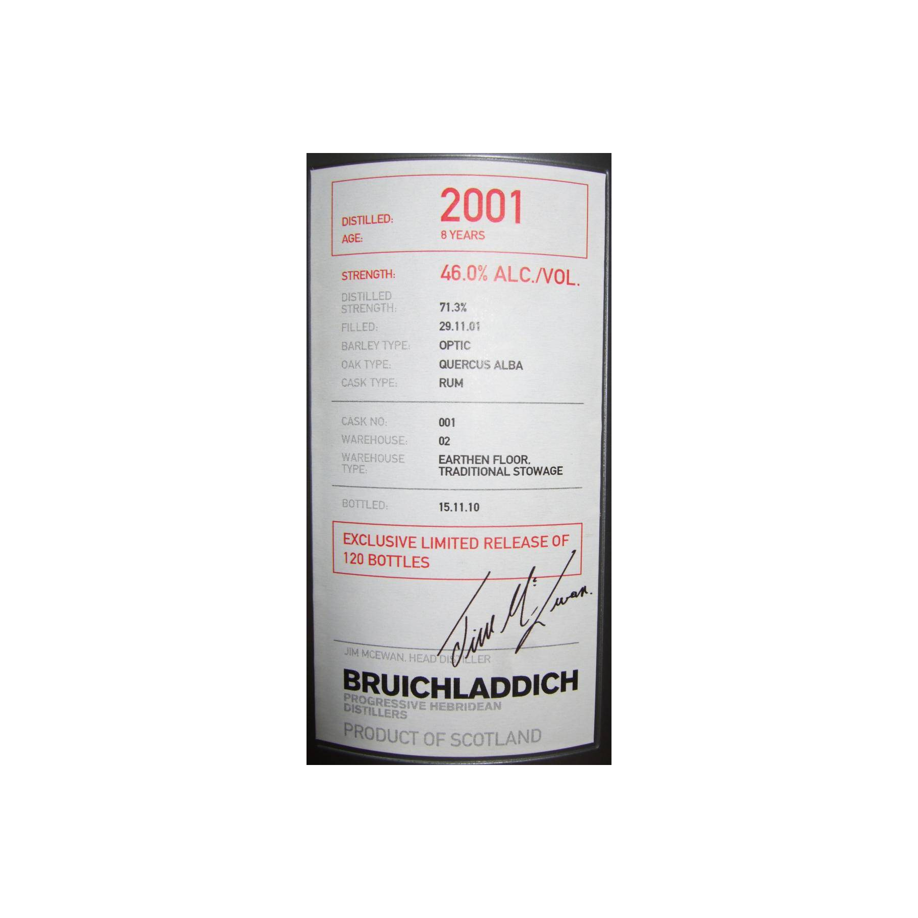 Bruichladdich 2001 8 Years Single Malt Whisky 2
