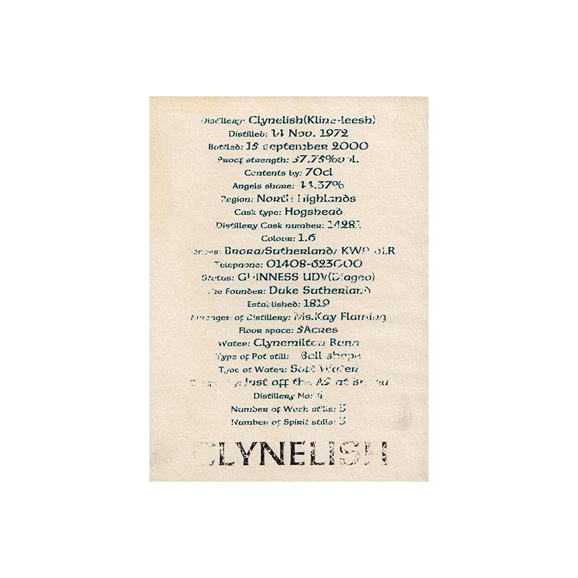 Clynelish 1972 27 Years Single Malt Whisky