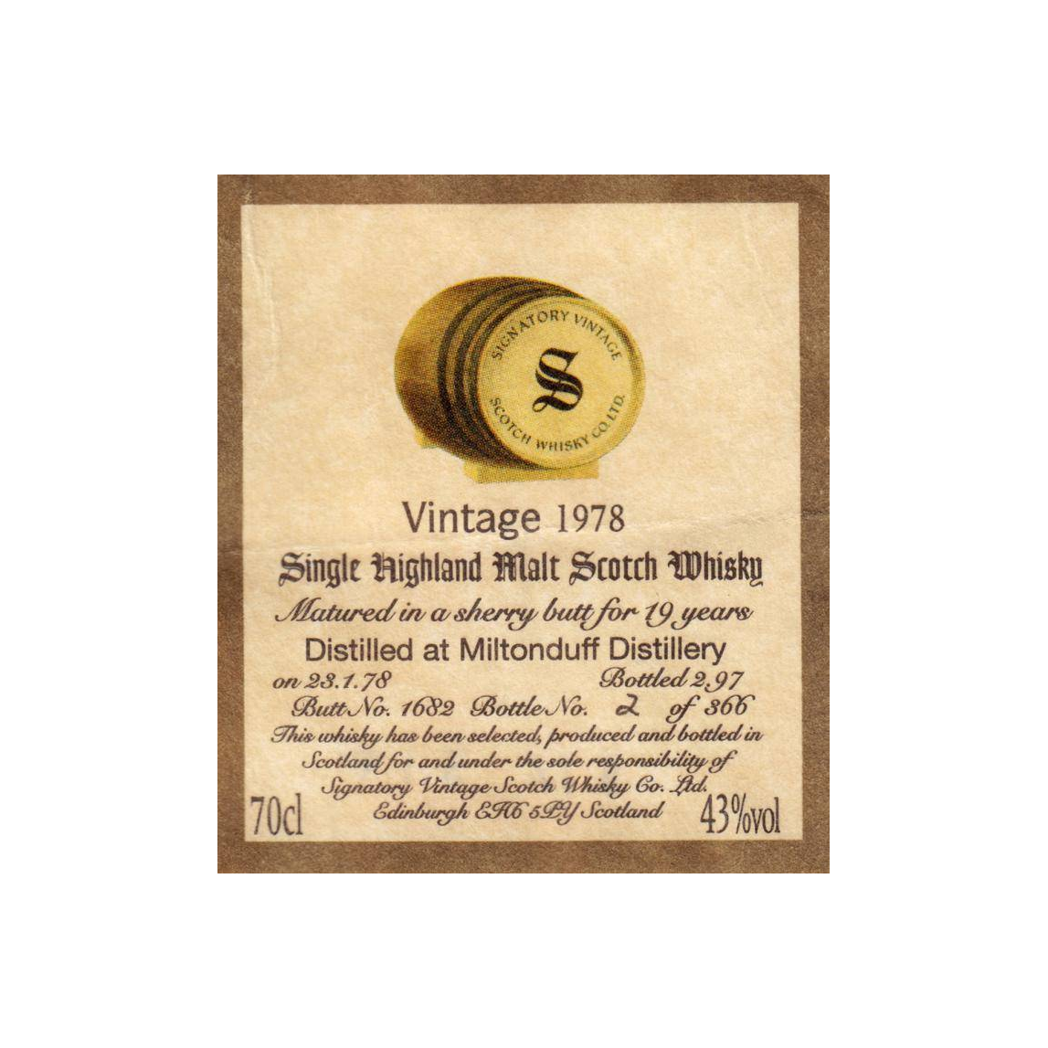 Miltonduff Vintage Collection - Dumpy 1978 19 Years Single Malt Whisky 3