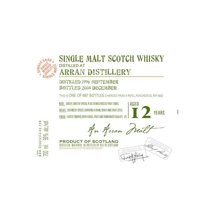 Arran Old Malt Cask 1996 12 Years Single Malt Whisky
