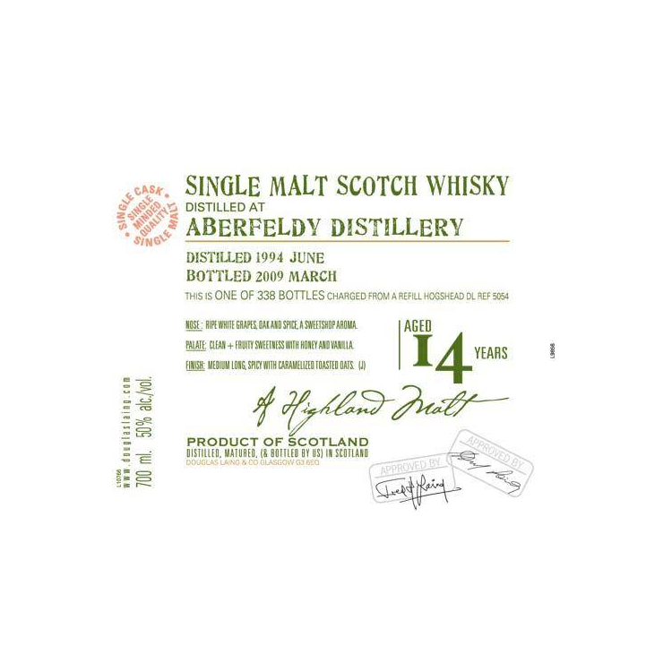 Aberfeldy Old Malt Cask 1994 14 Years Single Malt Whisky 2