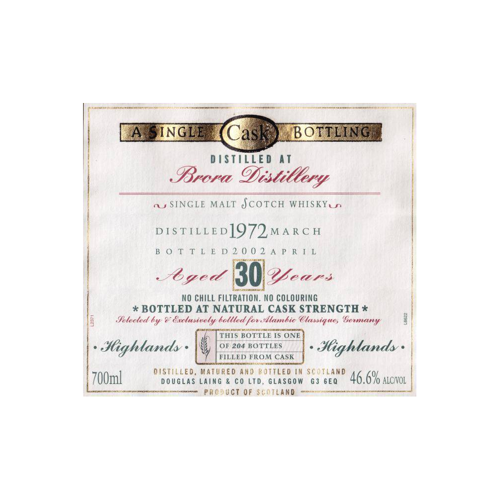 Brora Old Malt Cask 1972 30 Years Single Malt Whisky 2