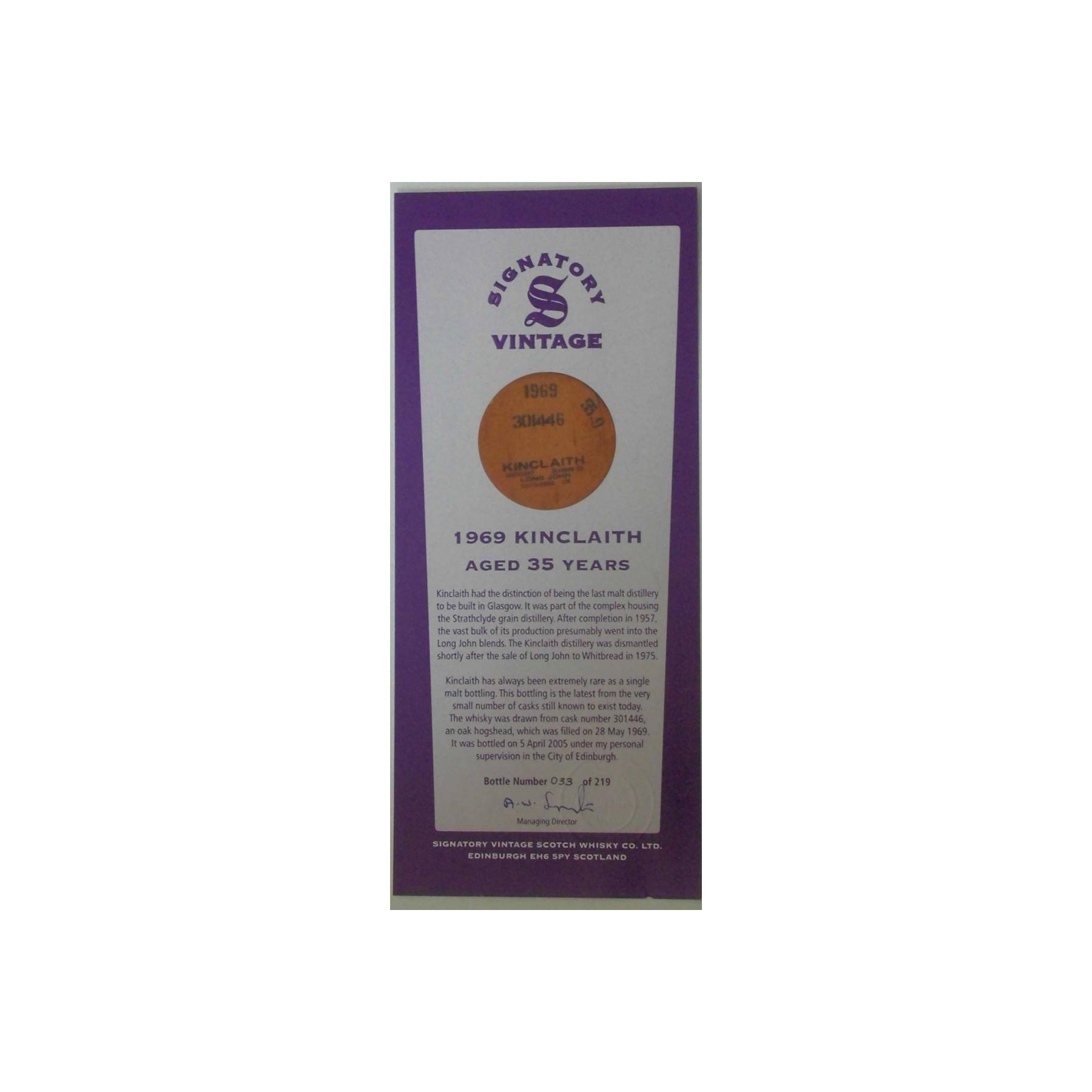 Kinclaith Cask Strength Collection 1969 35 Years Single Malt Whisky 3