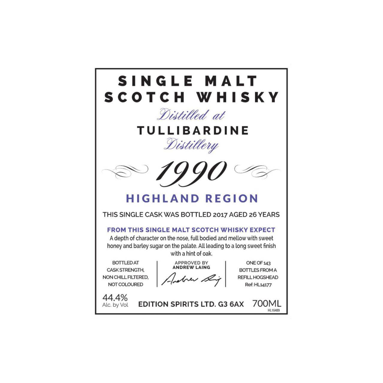 Tullibardine The First Editions 1990 26 Years Single Malt Whisky